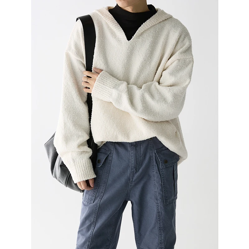 เสื้อฮู้ดแบบยูนิเซ็กซ์ |   เสื้อสเวตเชิ้ตมีฮู้ดทรงหลวม ผ้าถักนุ่มสบาย สไตล์เรโทรลำลองอเนกประสงค์ ให้ความอบอุ่นในฤดูใบไม้ร่วงและฤดูหนาว