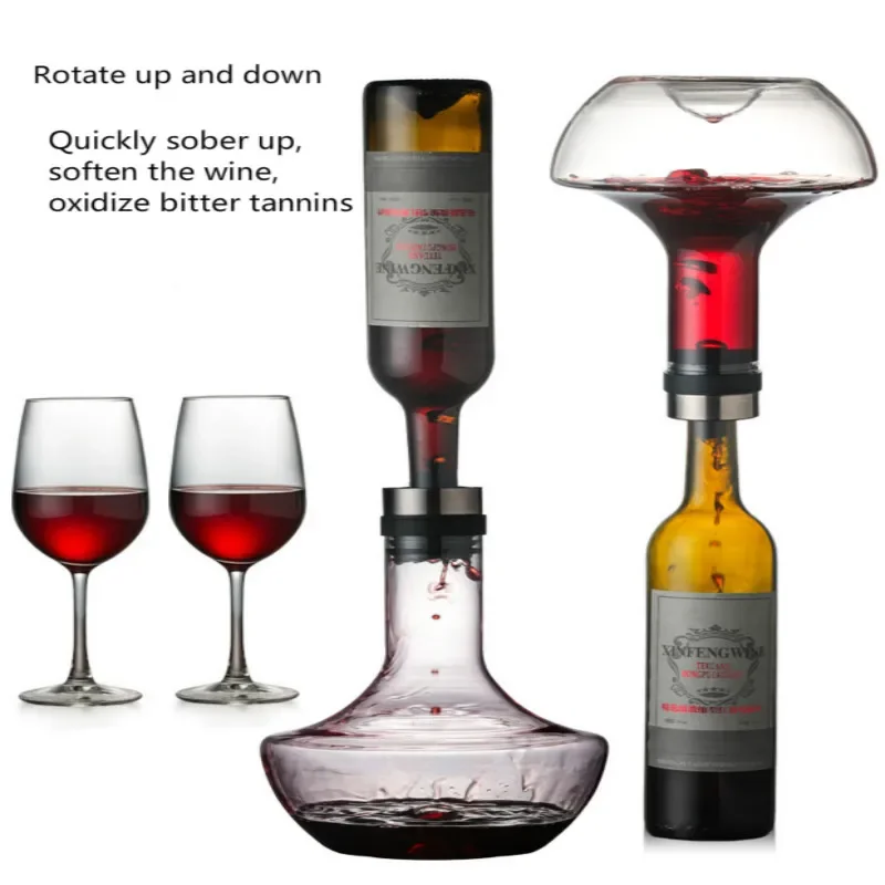 Decantador de vino tinto de 1000 ml, hecho a mano, de cristal, para brandy, champán, botella, jarra, vertedor, aireador, para bar familiar
