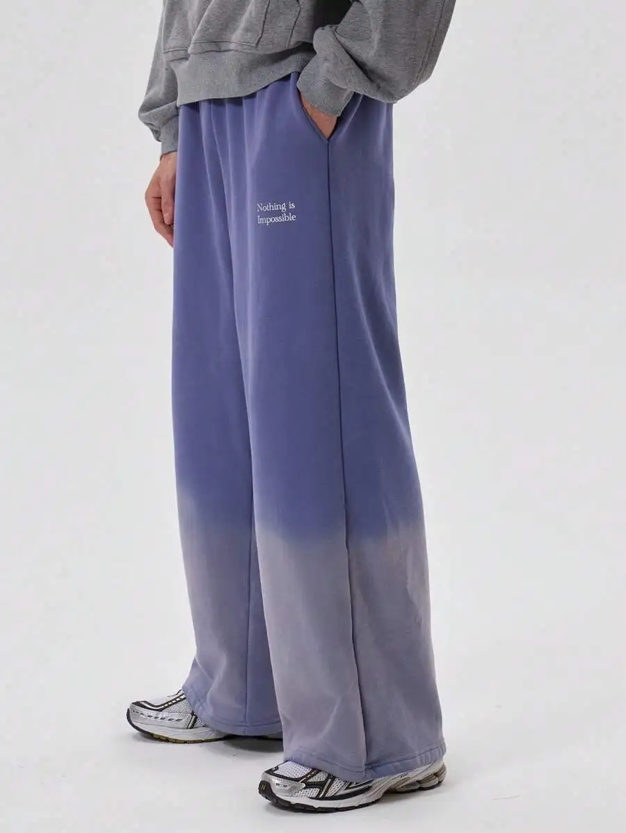 

Men Wide Leg Washed Heavy Jersey Sweatpants Nothing Is Impossible Graphic Print