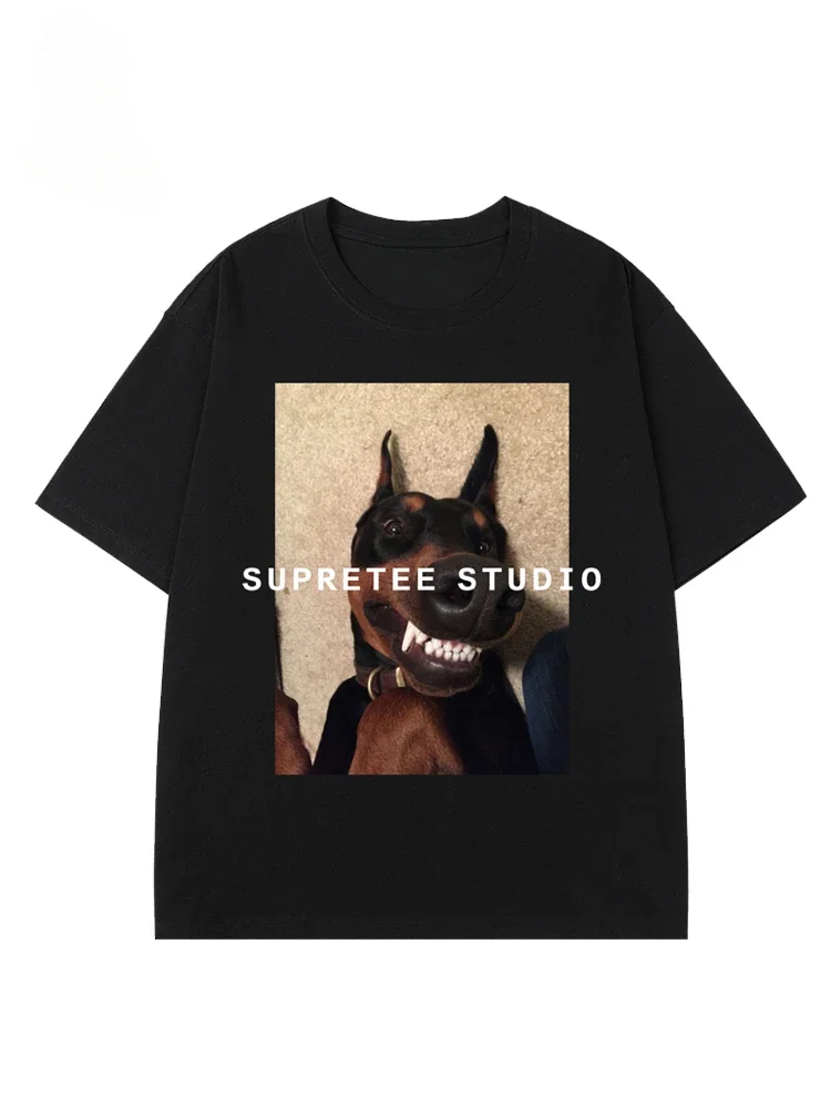 

Men's cotton T-shirt, Doberman Pinscher pattern printed T-shirt, casual sports versatile new printed pattern men's T-shirt men