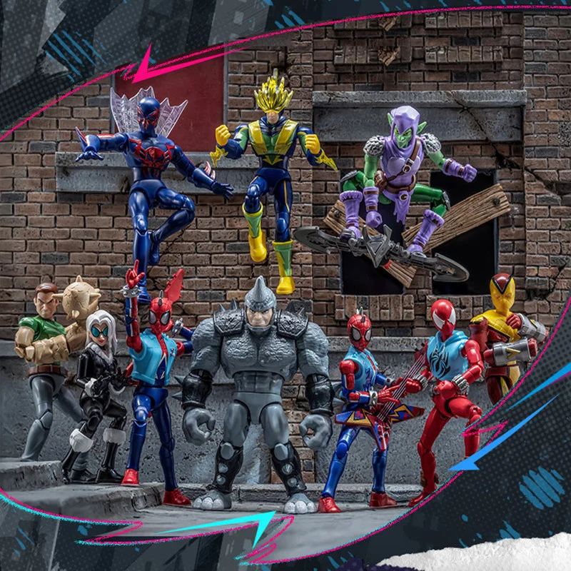 블루키스 스파이더맨 펠리시아 하디 그린 고블린 라이노 ‌   일렉트로 스칼렛 스파이더 샌드맨 ‌   액션 피규어 블라인드 박스 조립 장난감 선물