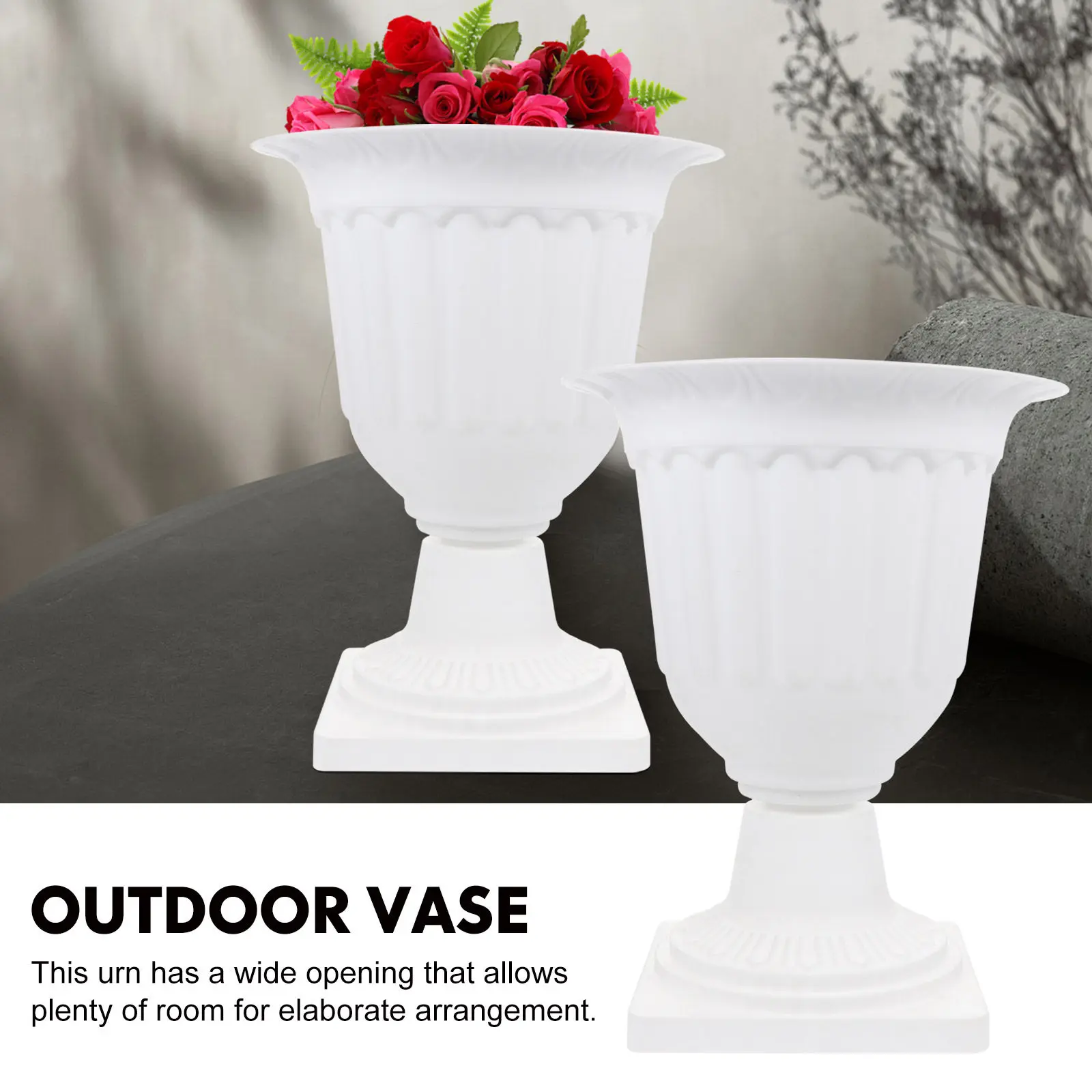 2Pcs Vintage Flowerpot Plastic Flowerpot for Indoor Outdoor Green Plants Flower Display Balcony Adornment Household Furnishing