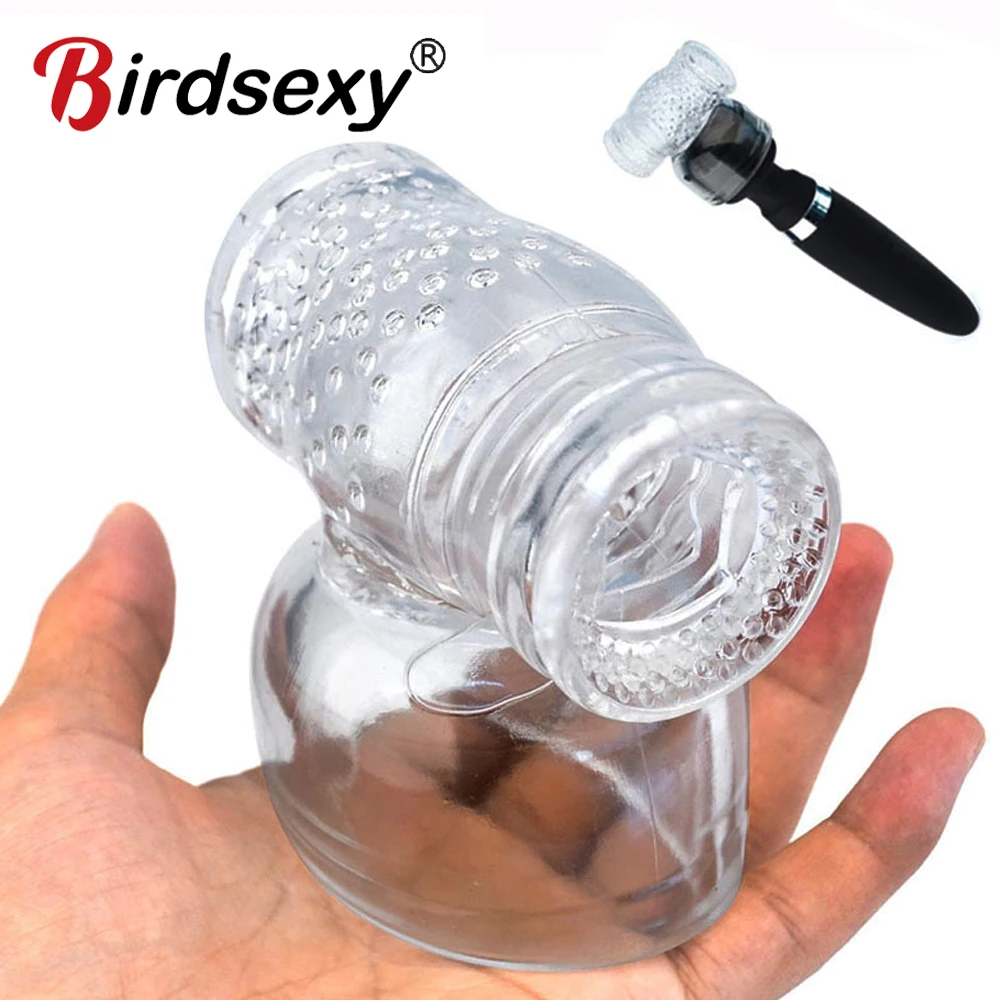 Transparent Big AV Wand Headgear  Vibrators Caps For Male Sex Toys Magic Wand Head Accessories Body Massage Adult Sex Products