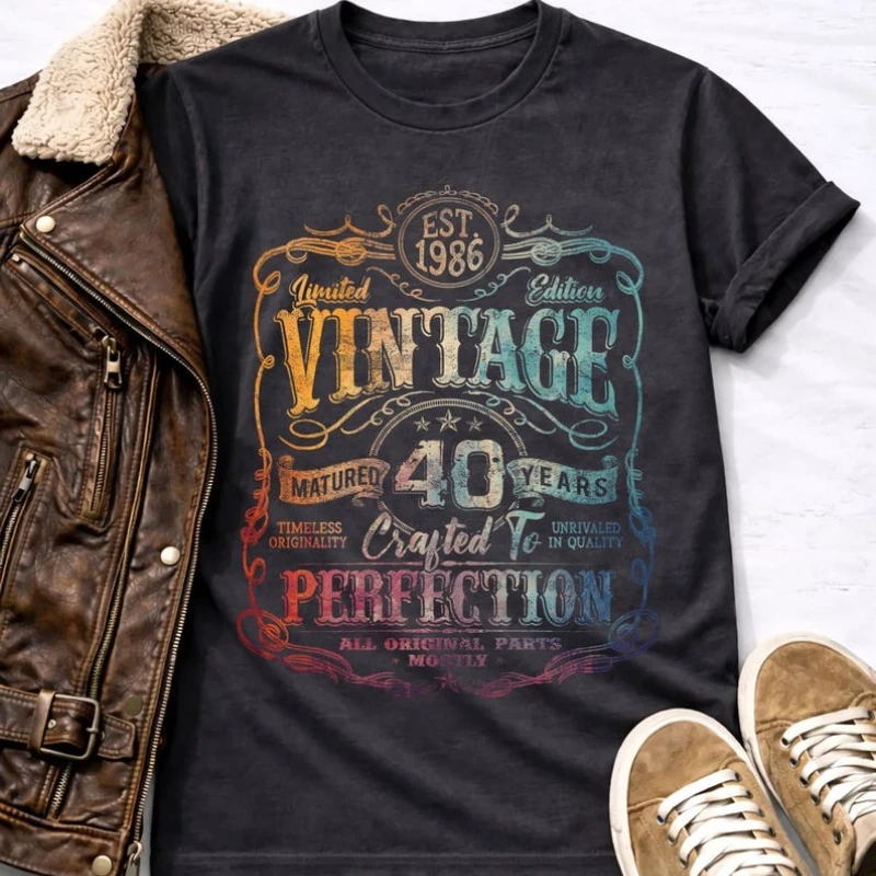 

Vintage Shirt 1986 Limited Edition Tee Retro 40 Years Old Aged To Perfection Unisex T Shirt 40th Birthday Gift Short-sleev