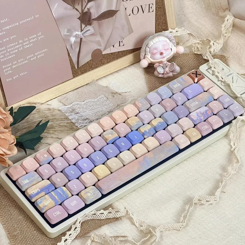 Original Low Profile Theme Mechanical Keyboard Keycaps PBT Material ADA Profiles Key Cap Point Customization Keycap Accessory