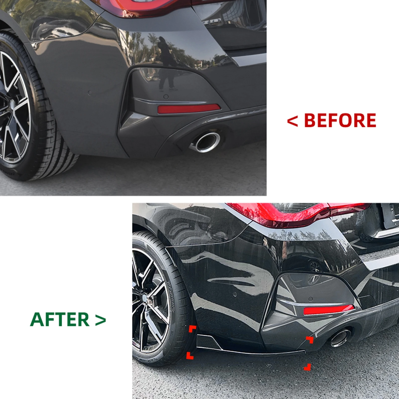 Rear Side Splitter Spoiler Lower Corner Guard Cover For BMW 4 Series 425i 430i G22 G23 G24 G26 M Sport 2020-2026