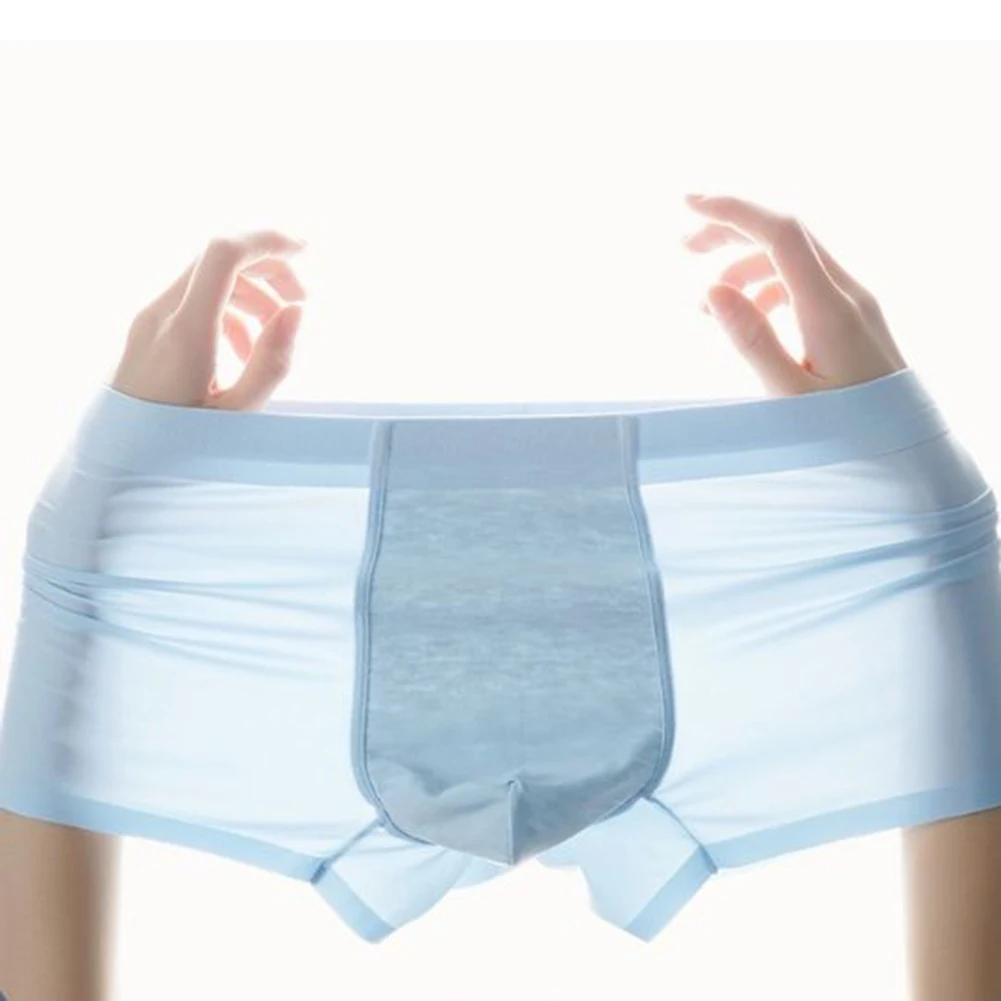 

Men Ultrathin Ice Silk Seamless Sheer Boxer Shorts Underwear Featuring U Pouch Design for Breathable and Comfortable Fit