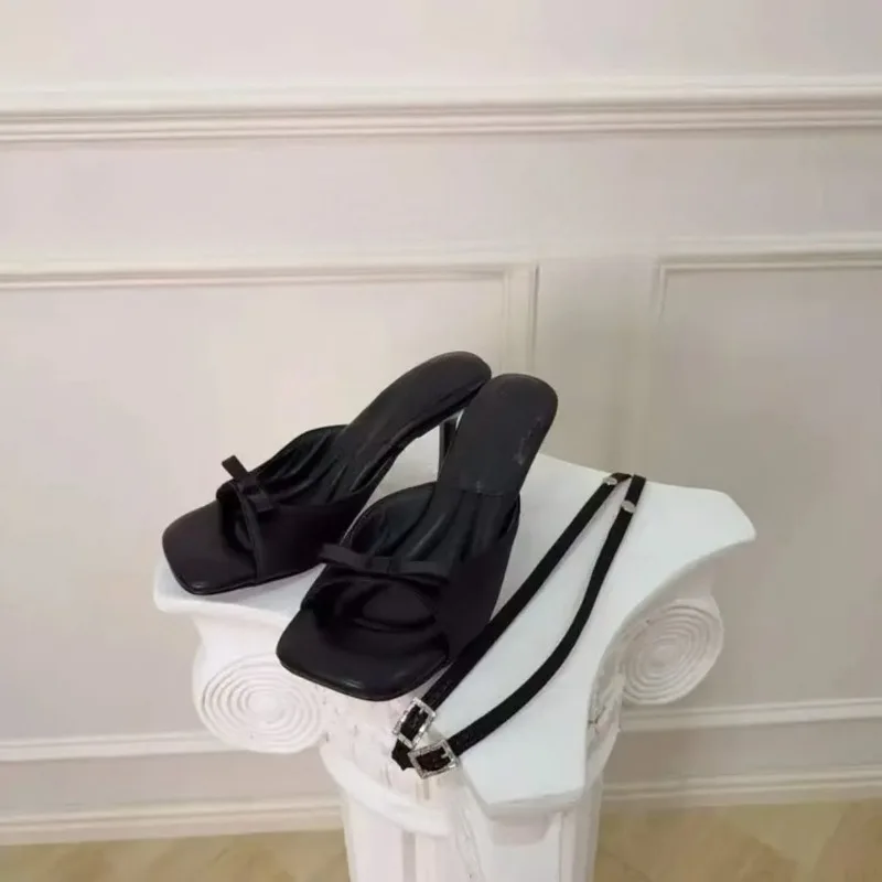 Flip-flops for Women in Summer, Elegant Open-toe Sandals with Stunning Bows and High Heels view 5
