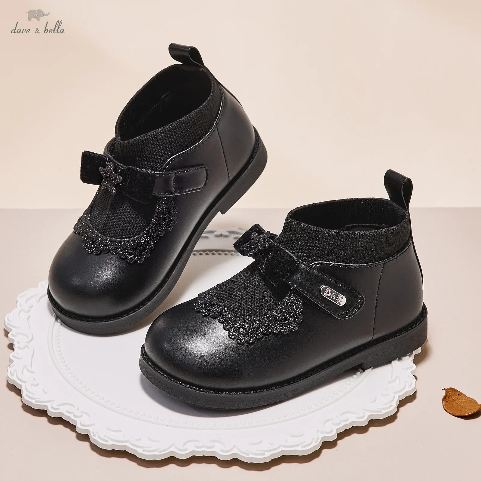 

Dave Bella Girls' Leather Shoes Black Autumn Children's Princess Shoes Elegant Soft Sole Anti Slip Party DB3252576