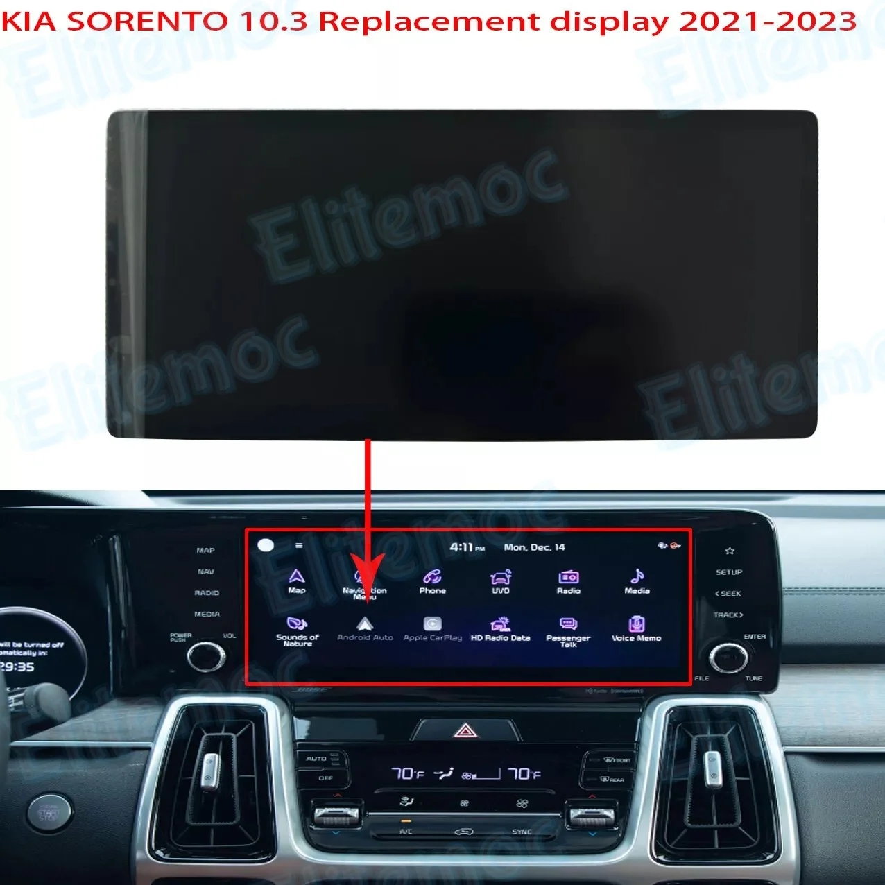 

LA103WF5(SL)(01) For Hyundai KIA Radio NAV LCD Display With Touch Screen Replacement