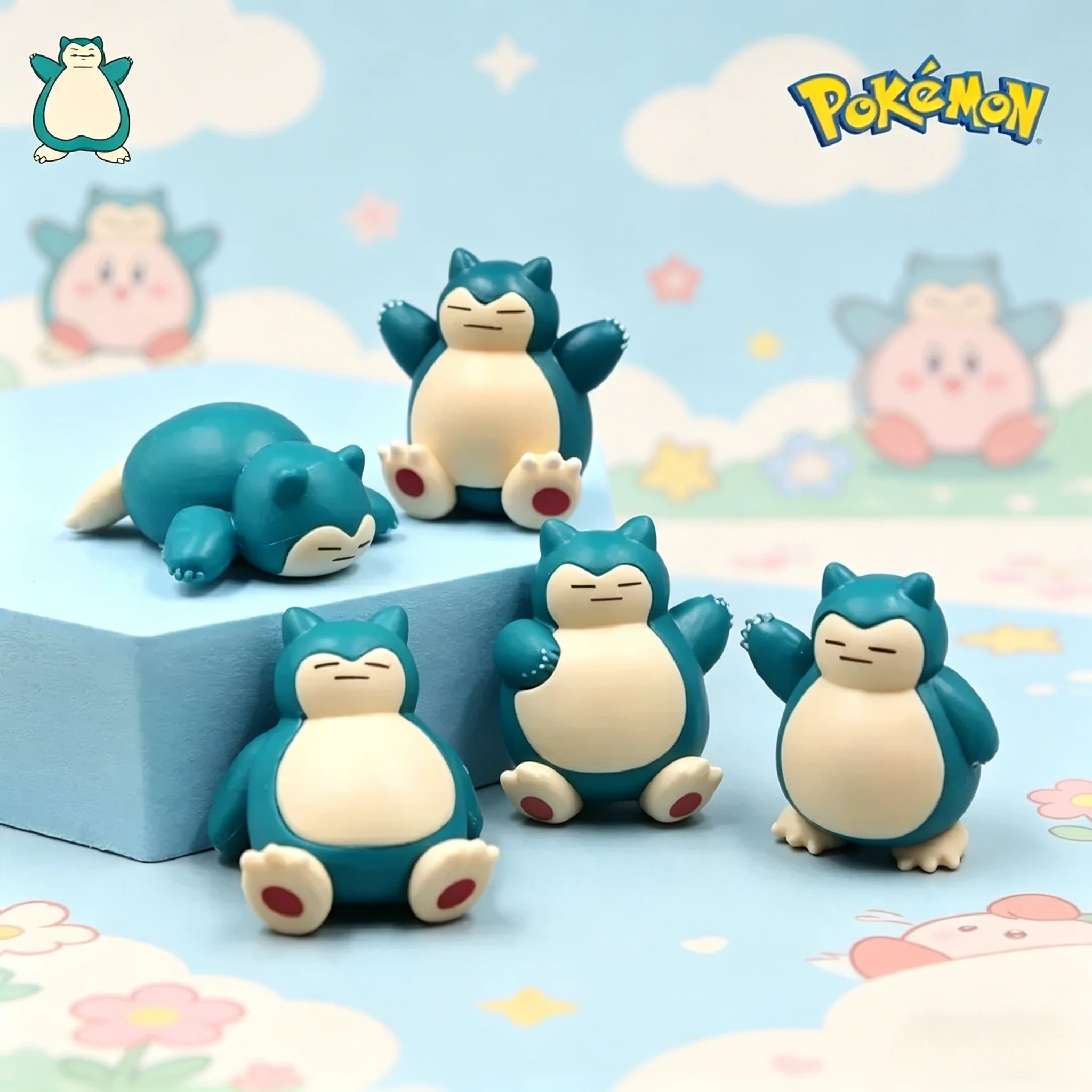

5Pcs/Lot New Sleeping Style Figure Set Snorlax Mini Figure 1.8-3cm Tall Mini Landscape Cake Decor Kawaii Collection Trinkets
