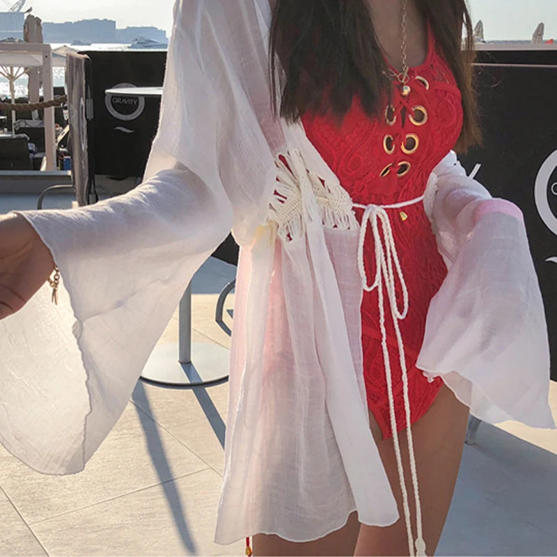 2025 신상 여성 쉬폰 비치 커버업 숄 여름 얇은 스카프 롱 보헤미안 시스루 수영복 랩 리조트 우아한 자외선 차단