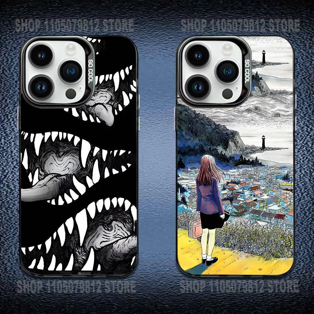 

J-Junji Ito M-manga Phone Case For iPhone 17,16,15,14,13,12,11 Pro Max Plus Colorful Gradient Soft TPU Black Cover