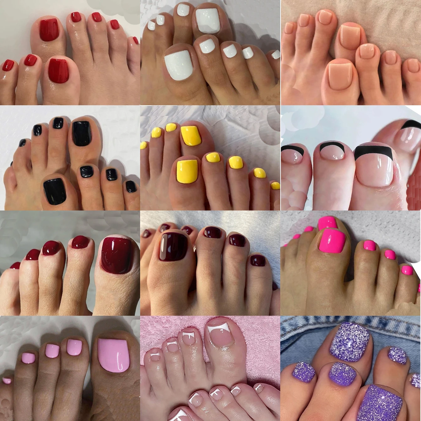 288 قطعة أظافر صناعية لامعة 12 مقاسات/صندوق بلون سادة اضغط على الأظافر غطاء كامل قصير أظافر صناعية من الأكريليك الاصطناعي