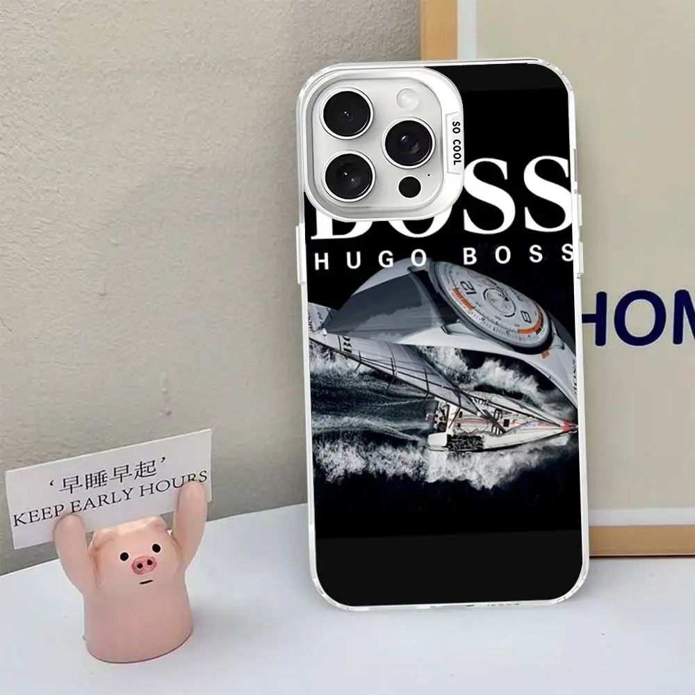 HUGO BBOSSES coque de téléphone pour iPhone 17 16 15 14 13 12 11 Pro MAX mat antichoc arrière Anti chute couverture mate
