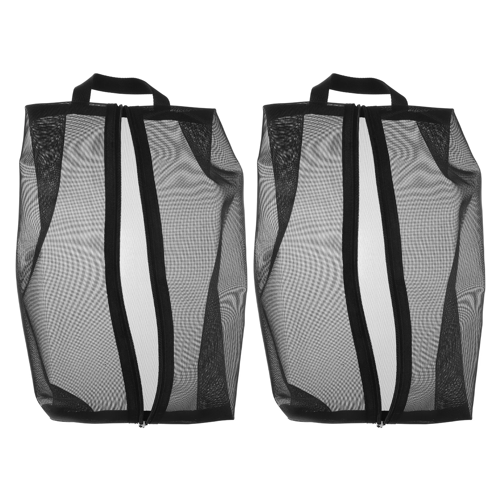 

2 Pcs Handheld Mesh Shoe Bag Shoes Packing Bags for Travel Black Outdoor Storage