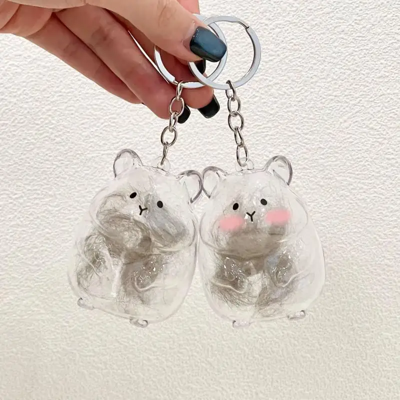 Porte-clés transparent en forme de chat pour poils d'animaux, pendentif souvenir chaton, breloque souvenir DIY pour poils de chat, cadeau pour les amoureux des animaux