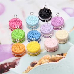 10Pcs Color Chocolate Sandwich Cookies Resin Charms Simulation Food Decor Pendants DIY Earrings Keychain Jewelry Making Supplies