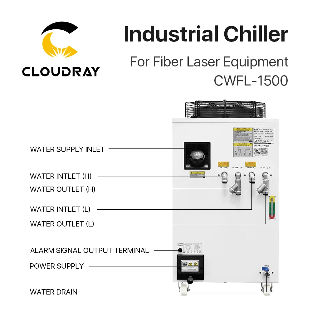 Imagem -04 - Cloudray s & a Cwfl1500anp & 1500bnp Indústria ar Refrigerador de Água para Máquina de Corte de Gravura a Laser de Fibra