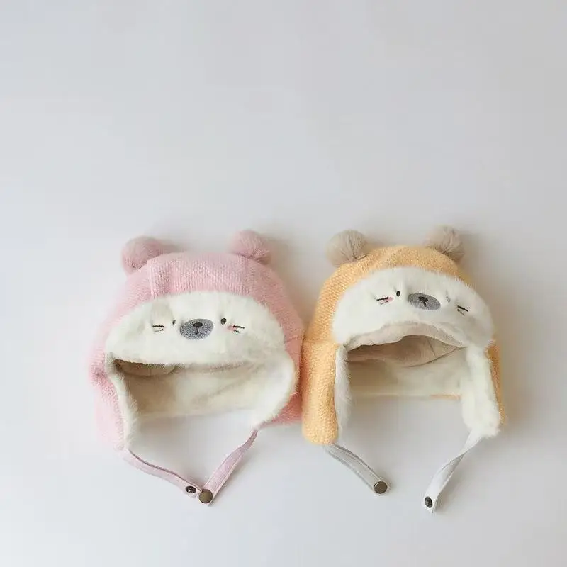 Зимняя милая мягкая теплая детская шапка на подкладке, утолщенная теплая защитная шапка для ушей для мальчиков и девочек, теплая детская шапка