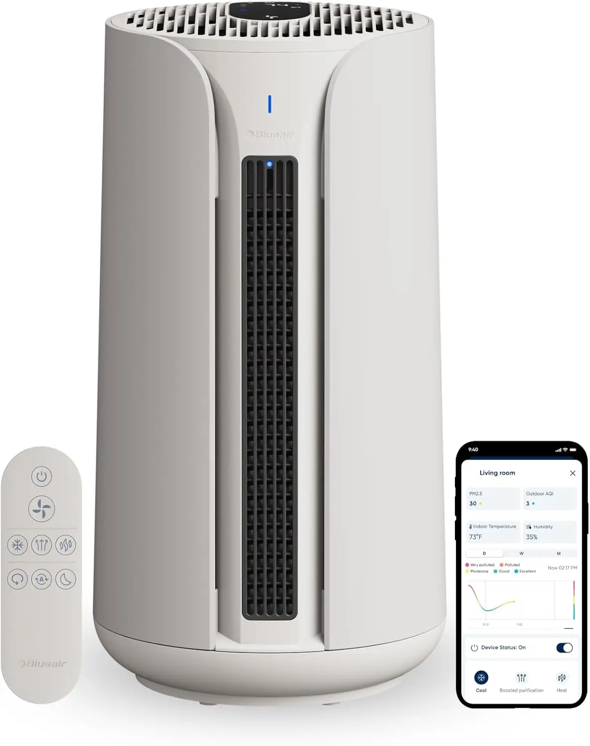 ComfortPure Most Powerful 3-in-1 Air Purifier: Cooling, Heating, Purifying –HEPASilent Cleaner for Home, Pets, Allergies, Dust