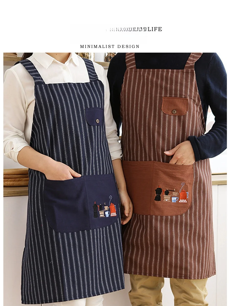 

Tlife Floralora Simple Japanese Sle Cotton Linen Double Layer Waterproof Overalls Floral Art Apron Non Disposable Household...