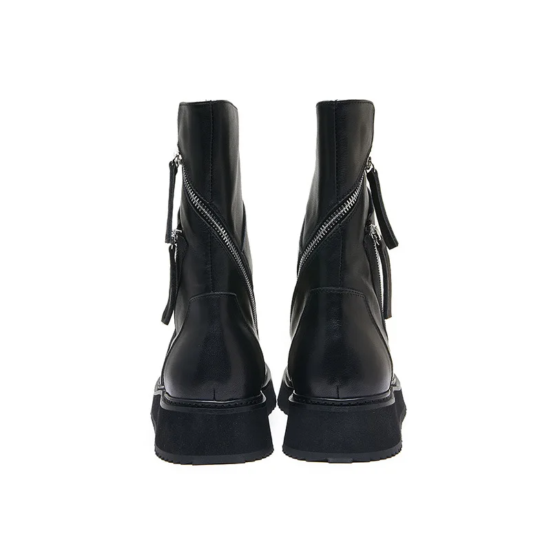 Brand Men Casual Shoes Genuine Leather Zippers HIgh Top Man's Ankle Shoes Retro Vintage Luxury Designers Fleece Wool Boots
