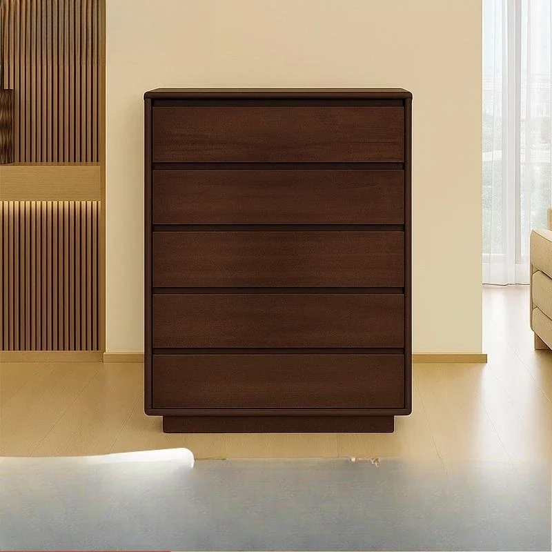 Walnut ebony high-grade all-solid wood chest new Chinese modern simple movable large capacity free installation