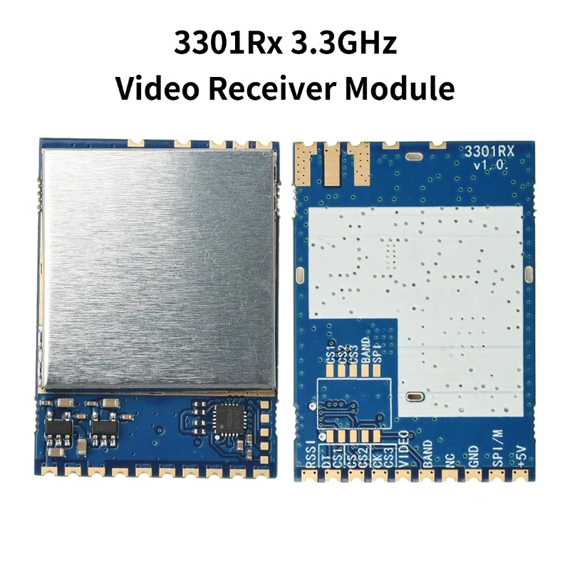 3301Rx 3.3GHz Video Receiver Module, Wireless AV FPV Long Range FM/PLL SPI Tuning, 3100–3700MHz High Sensitivity -95dBm 38dB SNR