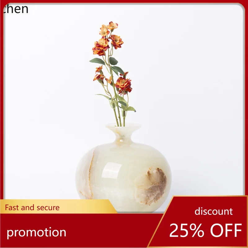 HXL Light Luxury High-End Natural Jade Vase Home Decorative Ornament