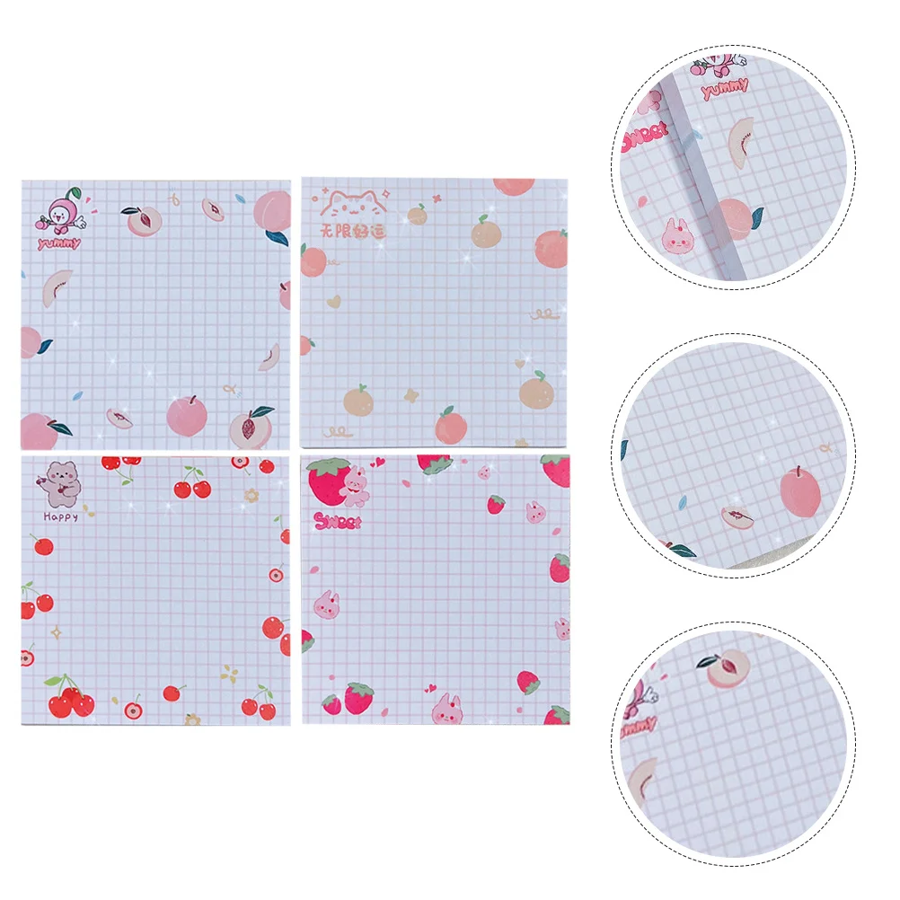 

4 Books Fruit Self-Adhesive Memo Pads Tearable Portable Note Stickers Office School Reminder Notes Note Sticker