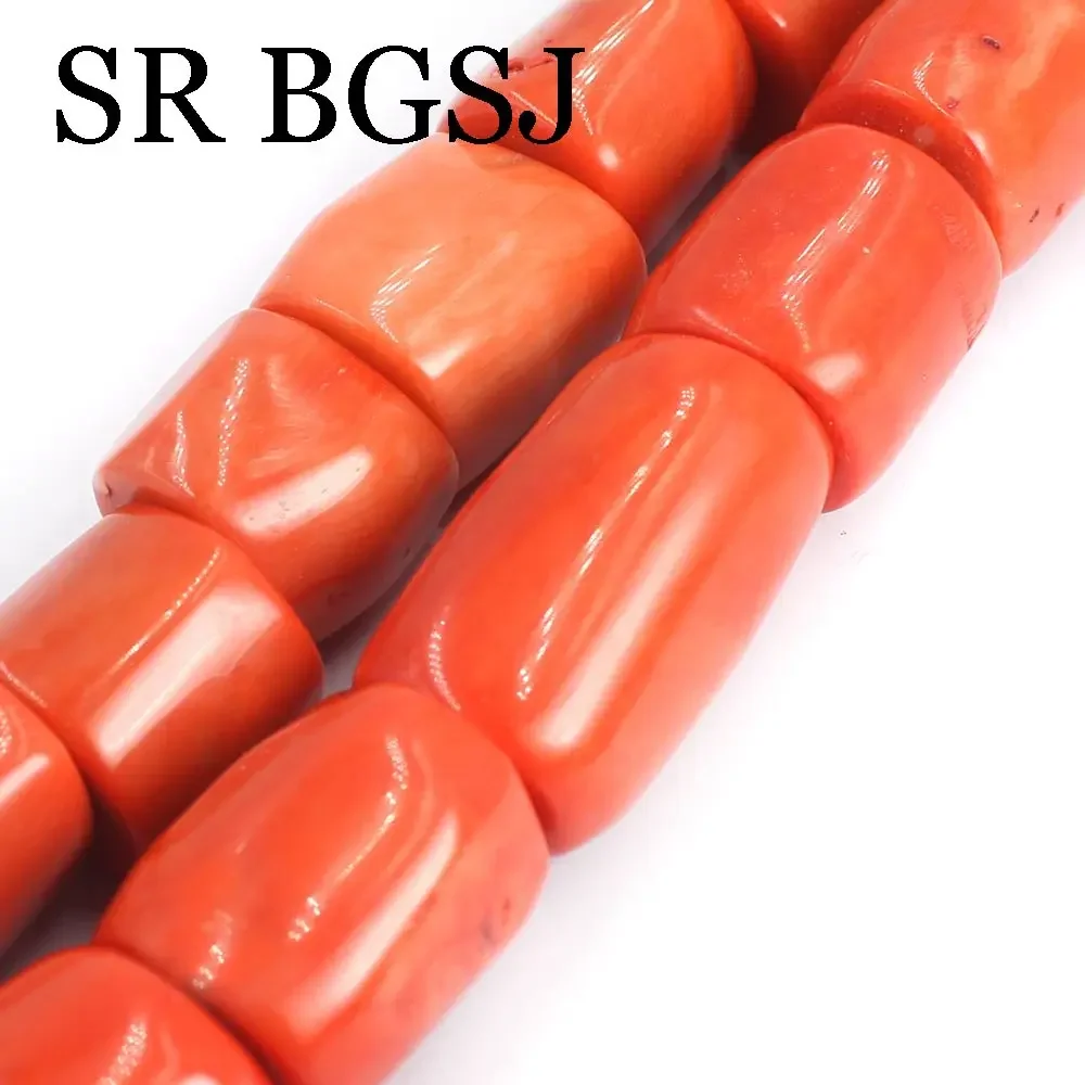 18-20mm Wholesale Genuine Orange Natural Coral Drum Column Loose Big Charm Beads For Diy Jewelry Making