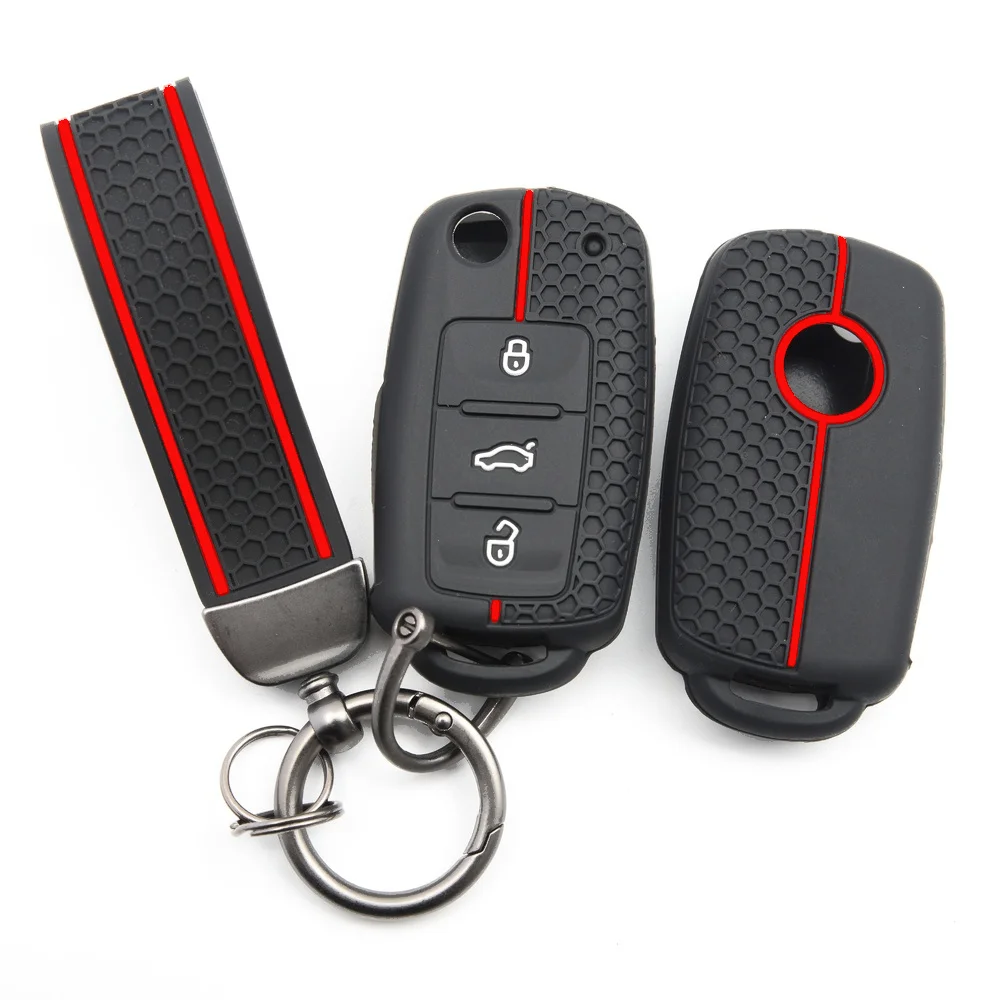 Key Fob Case Keychain For VW Volkswagen Golf 7 MK7 Tiguan MK2 T-Roc T-Cross For Skoda Octavia Kodiaq Karoq For Seat Ateca Leon