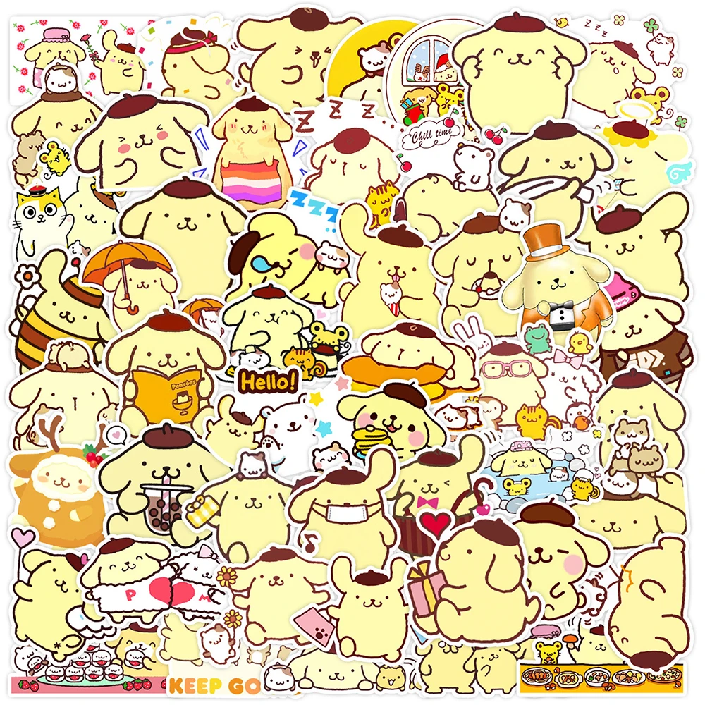 10/30/50PCS Sanrio Pompom Purin Stickers Graffiti Cute Decal Kid Toy Gift DIY Suitcase Wall Stationery Helmet Waterproof Sticker