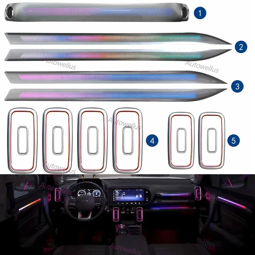 

256 Colors Mobile Control Car Ambient Door Decoration LED Light For Haval DARGO 2021-2022 Active Dynamic Ambient Light Magic