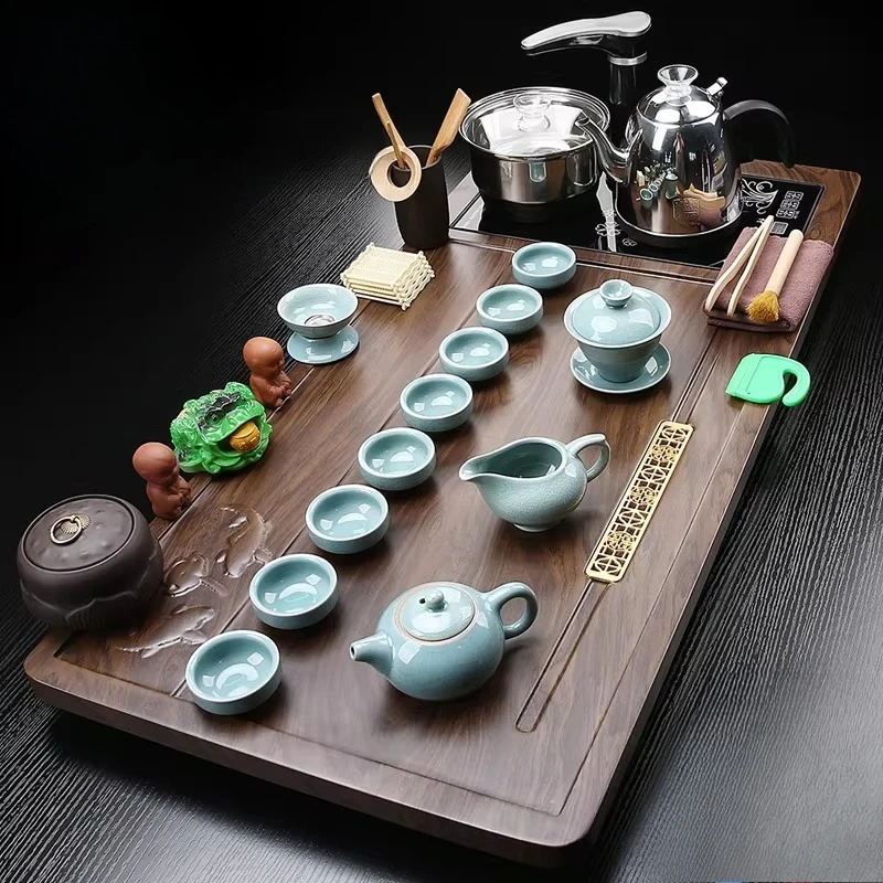 

Living Room Hospitality Tea Tray Ceremony Luxury Vintage Kung Fu Tea Tray Decorative Serving Bandeja Madera Home Decorationgs