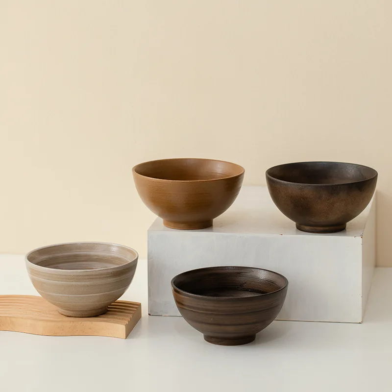 Simple Rough Ceramic Ramen Bowl Japanese Style Single Noodle Soup Bowl Kitchen Tableware For Daily Food Serving Home Decor