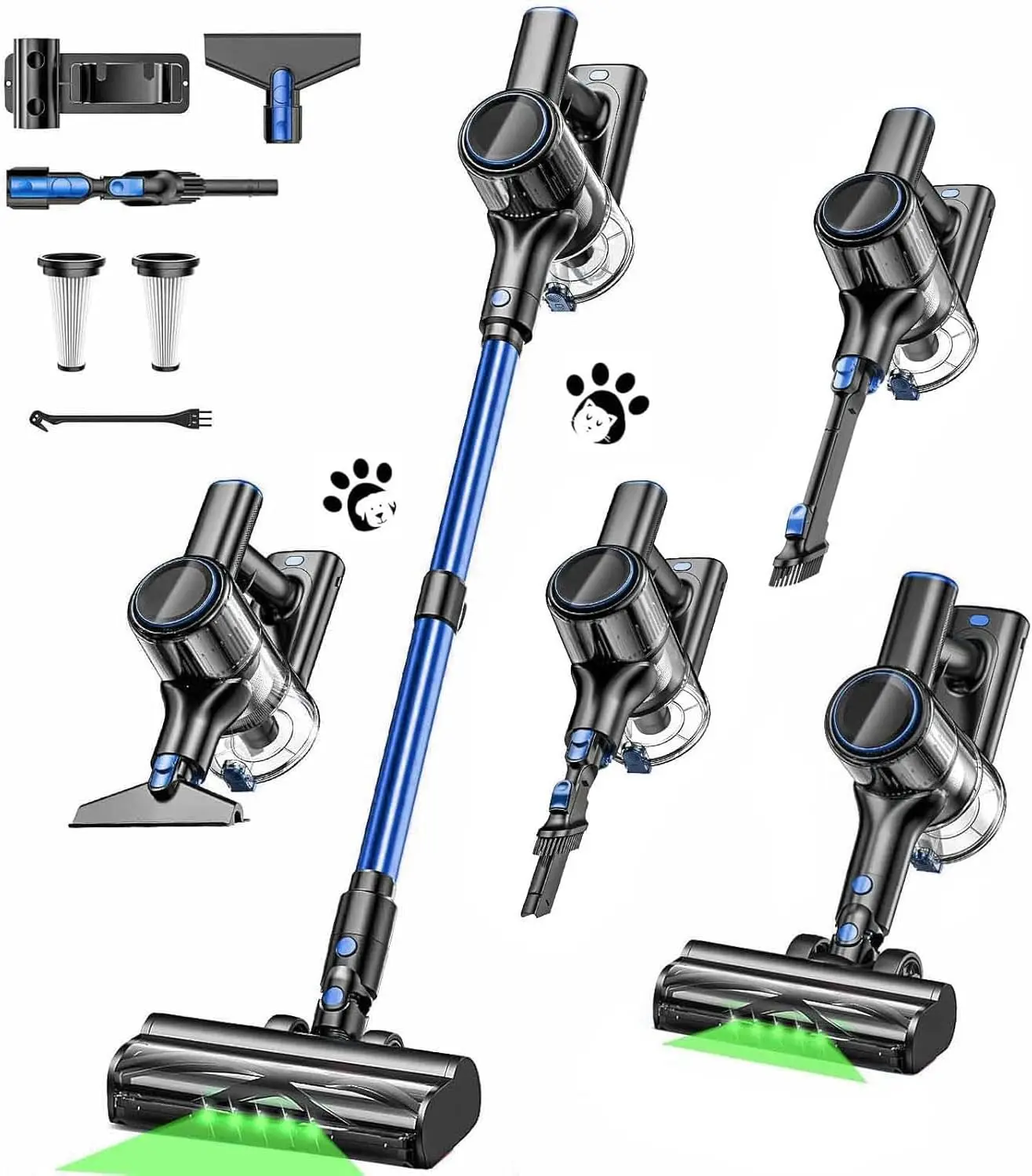 

45KPA Cordless Vacuum Cleaner, 8-in-1 Lightweight Stick for Pet Hair and Carpets, 50-Min Runtime, LED Display