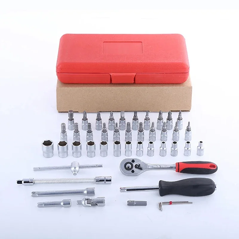 46pcs/set Car Repair Tool Kit Socket Wrench Car Repair Tool Ratchet Torque Wrench Auto Repairing Tool Set