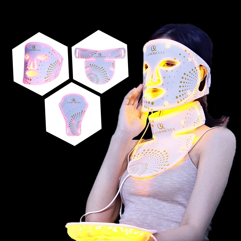 LAMOREVIA Portable Skin Rejuvenation PDT Photon 7 Color Light Therapy Led Facial Masks Beauty Soft Wrinkle Acne Removal Mask