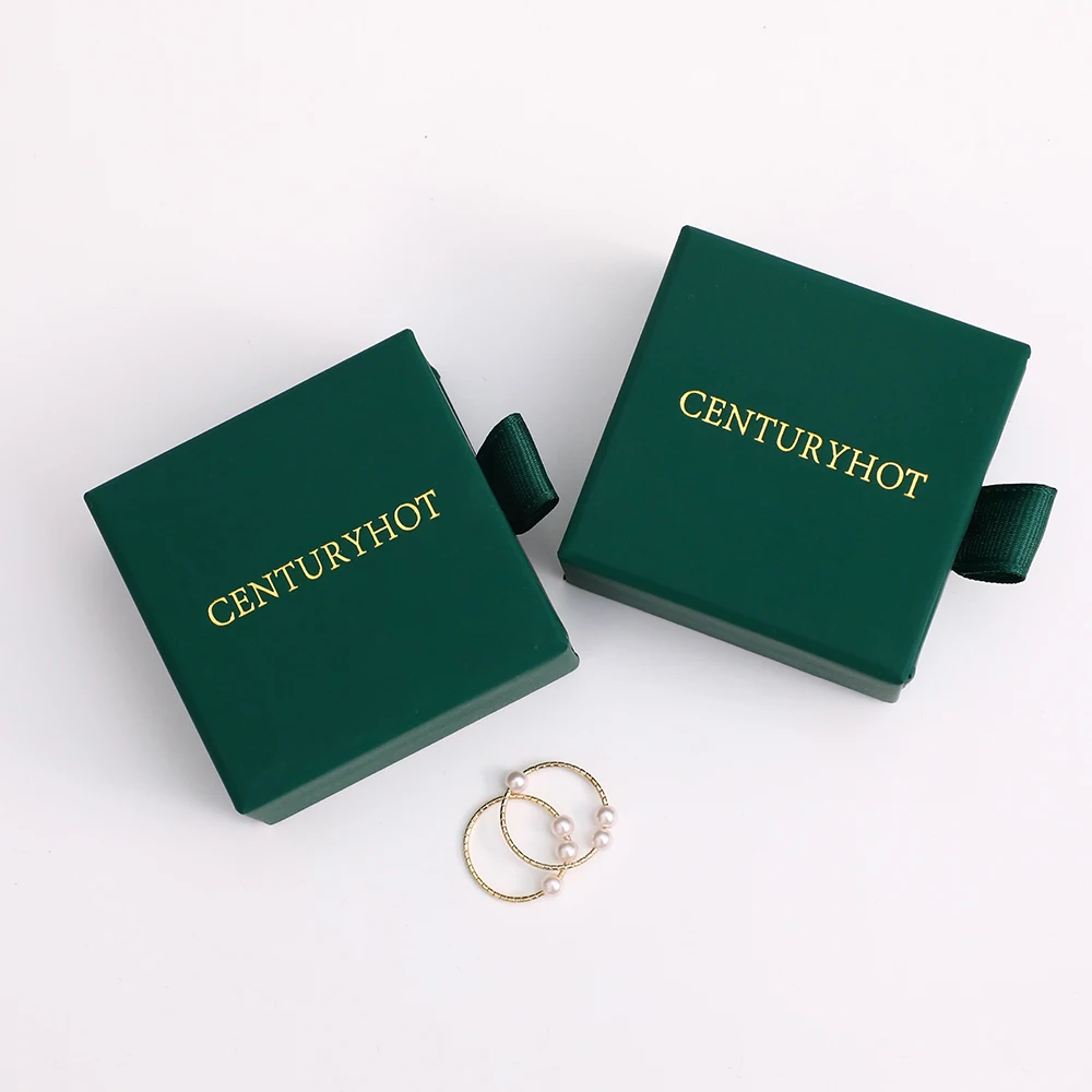 6x6x3.5cm Dark green color Cardboard Jewelry Box High Quality Krafty Paper Handmade Package Drawer Boxes With Custom Logo