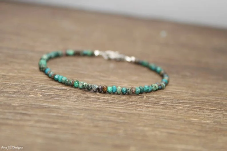 Chrysocolla Bracelet, Beaded, Stacking, Chrysocolla Jewelry, Gemstone Jewelry
