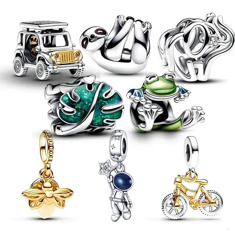 New 925 Sterling Silver Pendant Car Backpack Monkey Sloth Frog Suitable For Pandora Charm Bracelet Beaded Jewelry Hot Sale Gift