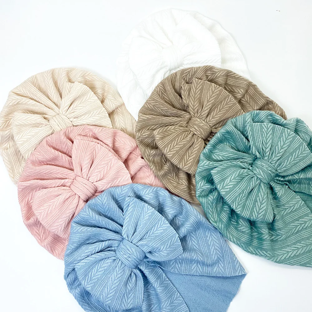 

2pcs Baby Bow Hat Toddler Infant Knotted Beanies Newborn Cute Bowknot Turban Hat Baby Girls Boys Headwrap Gorros Bebe Bonnet Hat