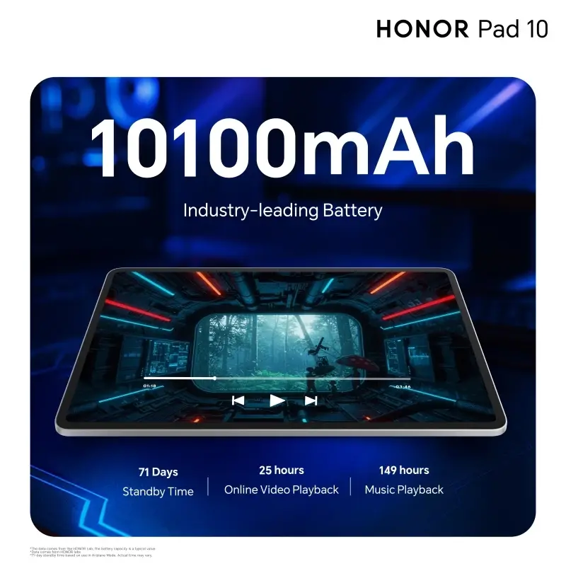 New HONOR Pad 10 Global Version 12.1'' 2.5K HONOR Eye Comfort Display 10100mAh High Energy-dense Battery HONOR 35W SuperCharge - 6