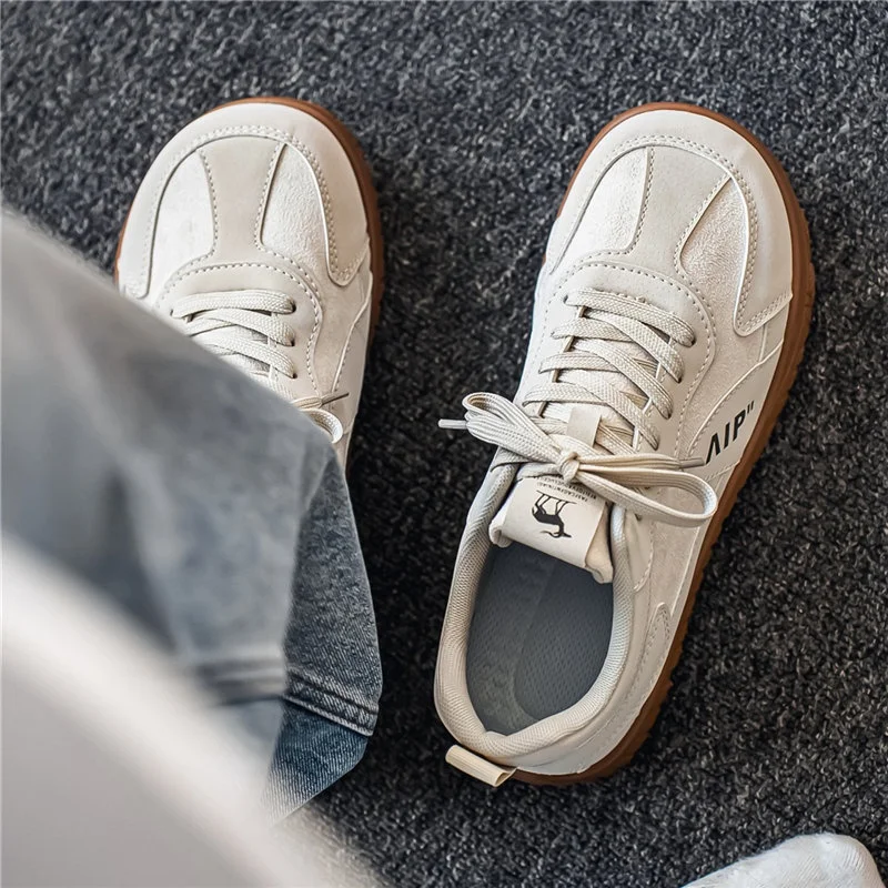 Men Breathable Lightweight Non-Slip Running Shoes PU Lace-Up Cushioning Casual Athletic Sneakers