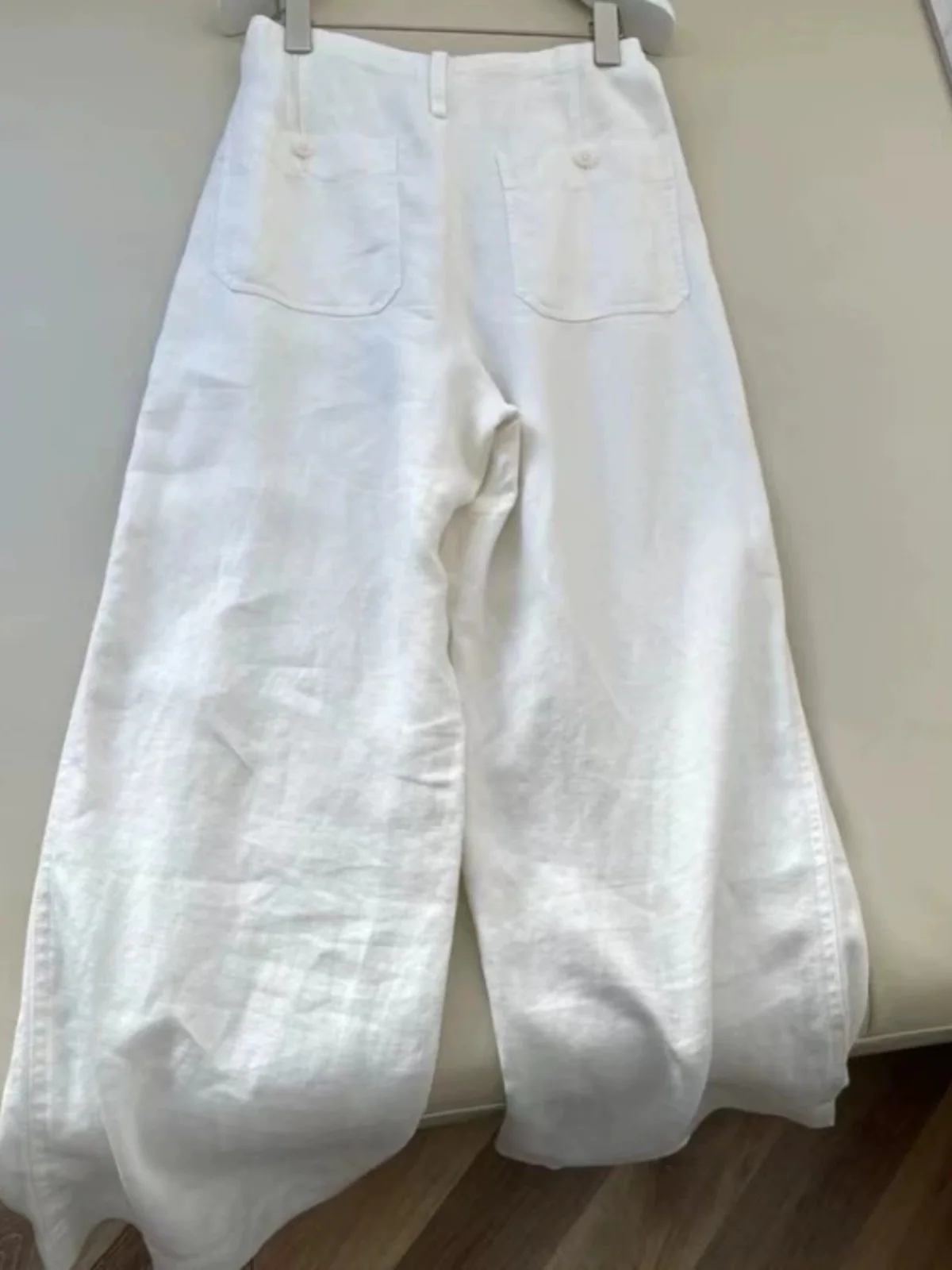 Pantaloni di lino in cotone a gamba larga a vita alta Donna Estate 2025 Pantaloni lunghi dritti casual bianchi drappeggiati dimagranti vestibilità ampia