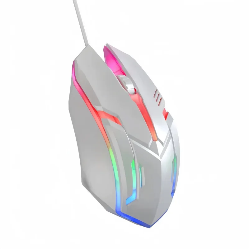 Shipadoo E-Sport USB-bekabelde muis Regenboog Lichtgevend 1200 DPI Optische gamer Slijtvast voor zakelijke desktoplaptopcomputer