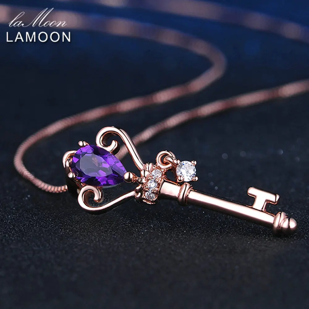 ラマムーン-ネックレススターリングシルバー925,ラインストーンとローズゴールドメッキチェーンmni004,ジュエリー