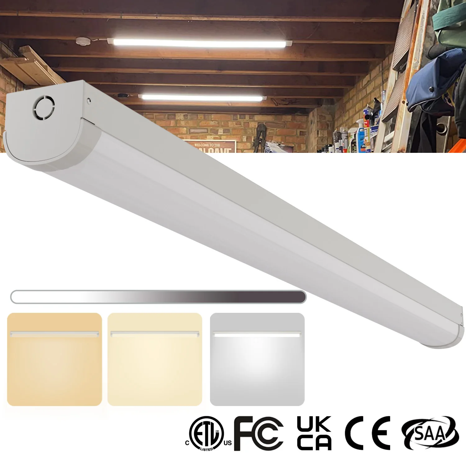 

4 Foot LED Linear Strip Stairwell Light 40W 5000lm 3000K/4000K/5000K 100-277V CRI 85 0-10V Dimmable Linkable Shop Ceiling Light